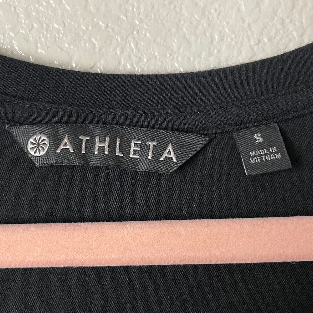 Athleta Dress Womens Small Black Draped Crew Neck Mini Jersey Knit Modal Stretch - Picture 8 of 10